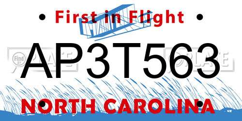 AP3T563 North Carolina License Plate