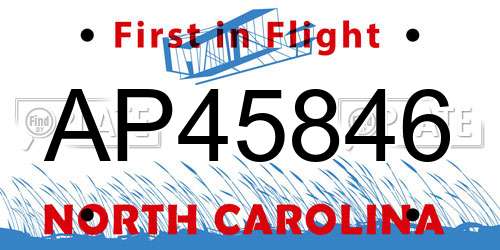 AP45846 North Carolina License Plate