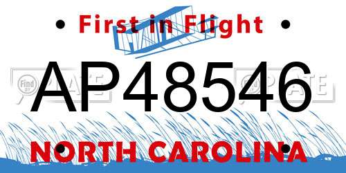 AP48546 North Carolina License Plate