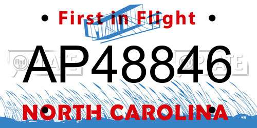 AP48846 North Carolina License Plate