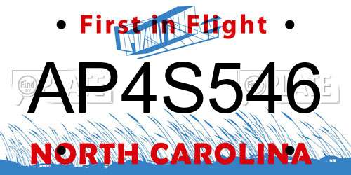 AP4S546 North Carolina License Plate