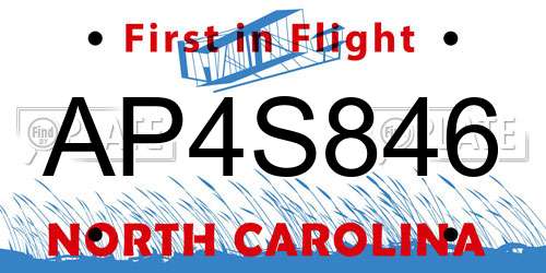 AP4S846 North Carolina License Plate