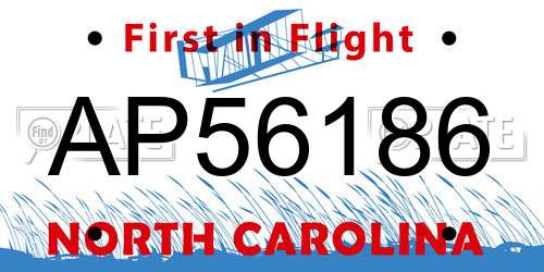 AP56186 North Carolina License Plate