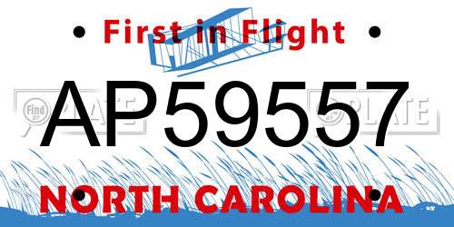 AP59557 North Carolina License Plate