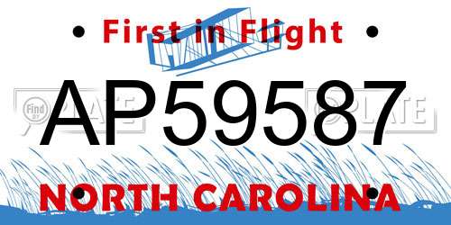 AP59587 North Carolina License Plate