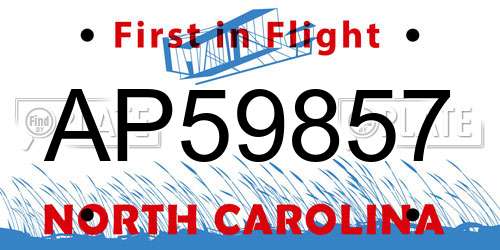 AP59857 North Carolina License Plate