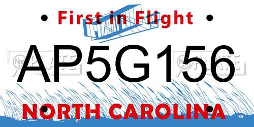 AP5G156 North Carolina License Plate