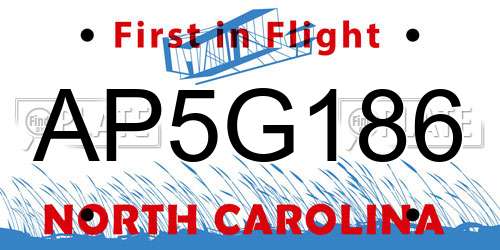 AP5G186 North Carolina License Plate