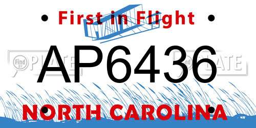 AP6436 North Carolina License Plate