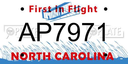 AP7971 North Carolina License Plate