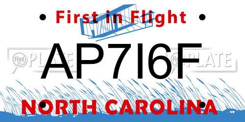 AP7I6F North Carolina License Plate