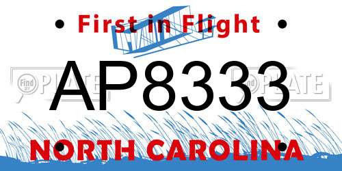 AP8333 North Carolina License Plate