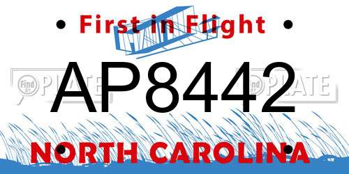 AP8442 North Carolina License Plate