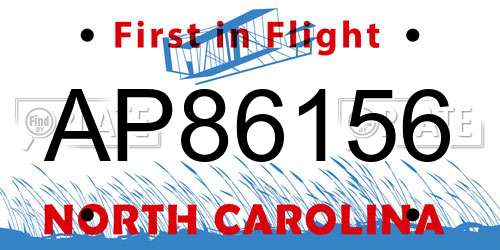 AP86156 North Carolina License Plate