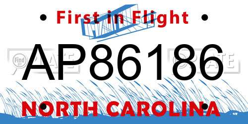 AP86186 North Carolina License Plate