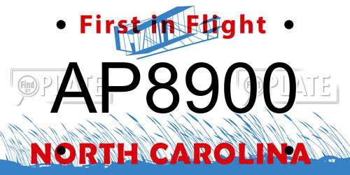 AP8900 North Carolina License Plate