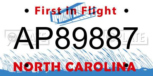 AP89887 North Carolina License Plate