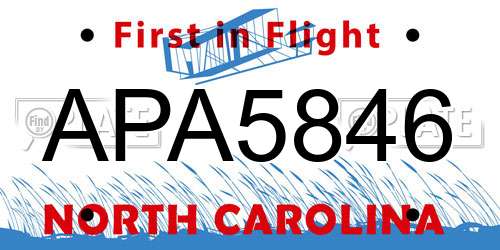 APA5846 North Carolina License Plate