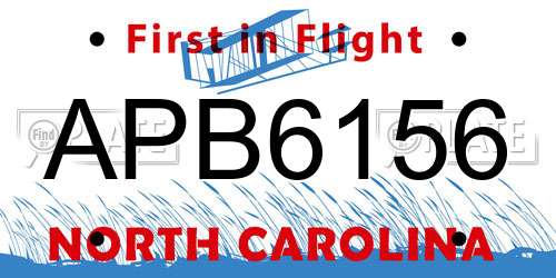 APB6156 North Carolina License Plate