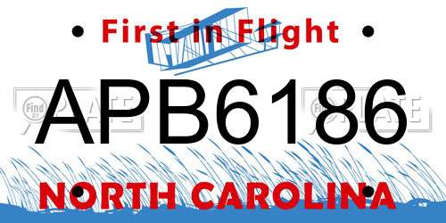 APB6186 North Carolina License Plate