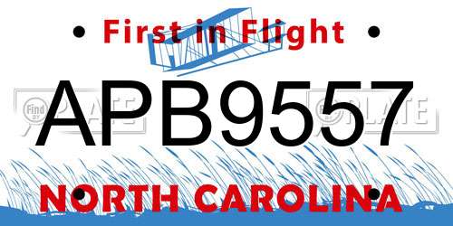 APB9557 North Carolina License Plate