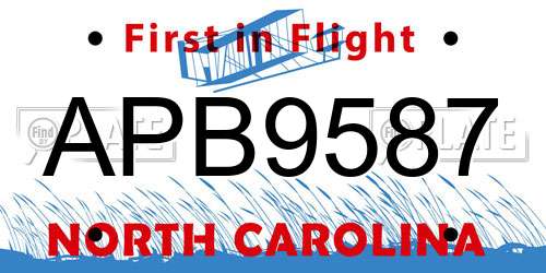 APB9587 North Carolina License Plate