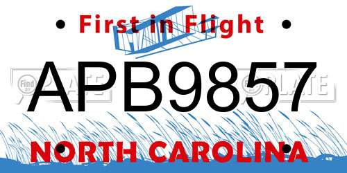 APB9857 North Carolina License Plate