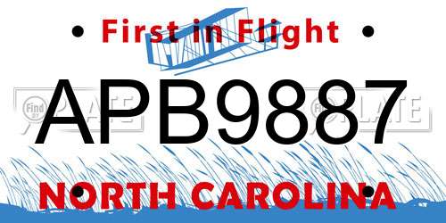 APB9887 North Carolina License Plate