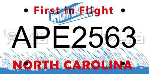 APE2563 North Carolina License Plate