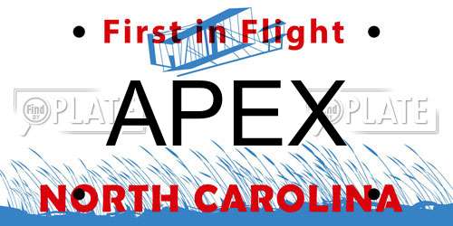 APEX North Carolina License Plate