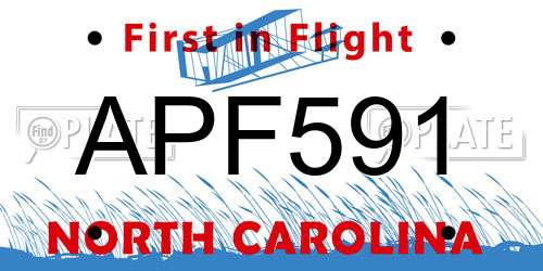 APF591 North Carolina License Plate