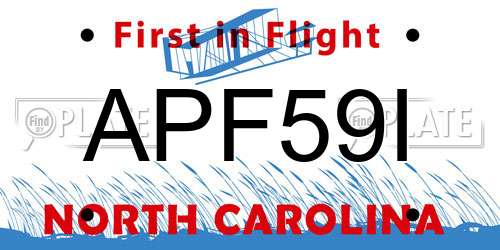APF59I North Carolina License Plate