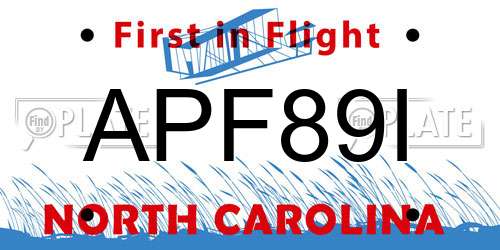 APF89I North Carolina License Plate