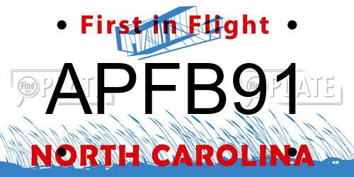 APFB91 North Carolina License Plate