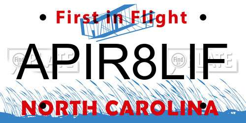 APIR8LIF North Carolina License Plate