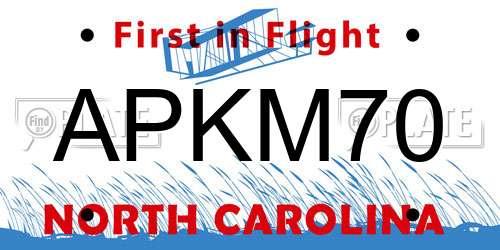 APKM70 North Carolina License Plate