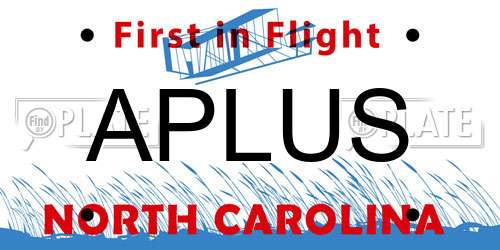 APLUS North Carolina License Plate