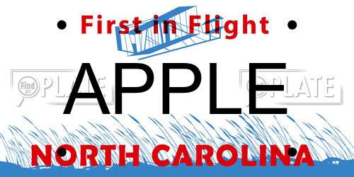 APPLE North Carolina License Plate