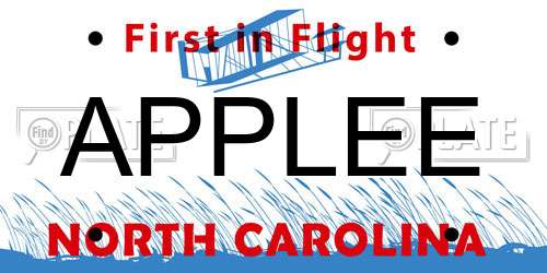 APPLEE North Carolina License Plate