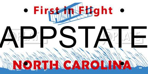 APPSTATE North Carolina License Plate