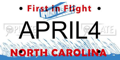 APRIL4 North Carolina License Plate