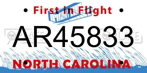 AR45833 North Carolina License Plate