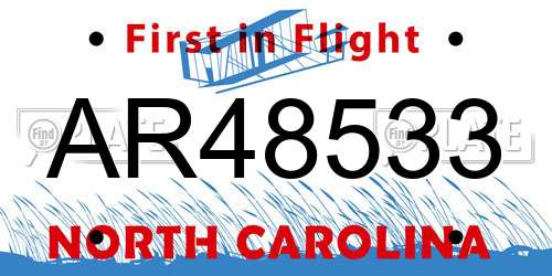 AR48533 North Carolina License Plate