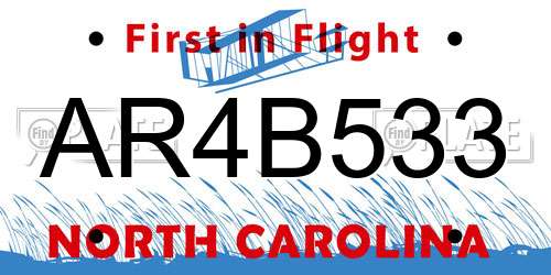 AR4B533 North Carolina License Plate