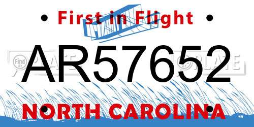 AR57652 North Carolina License Plate
