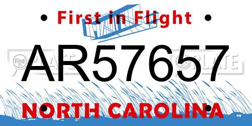 AR57657 North Carolina License Plate