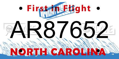 AR87652 North Carolina License Plate