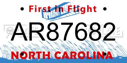 AR87682 North Carolina License Plate