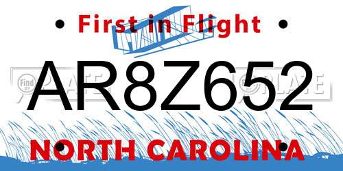 AR8Z652 North Carolina License Plate
