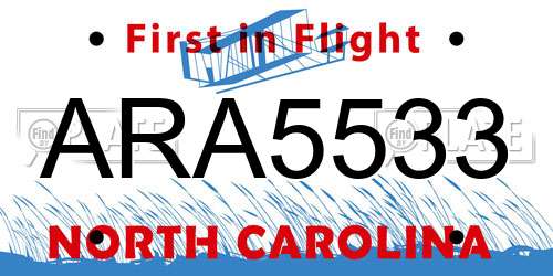 ARA5533 North Carolina License Plate